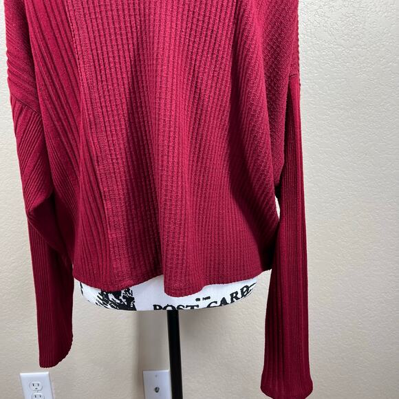 Wild fable Berry Red waffle knit crop longs leeve pullover tee size XXL college - Picture 14 of 14